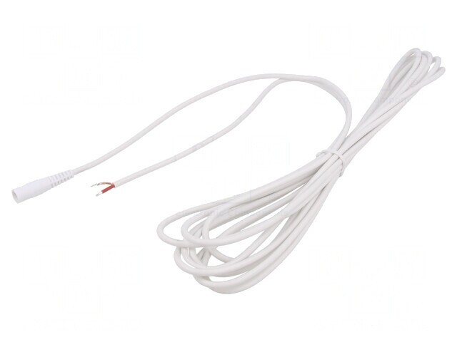 Cablu Alb DC 5.5/2.5 Soclu Drept 5m 1x1mm2