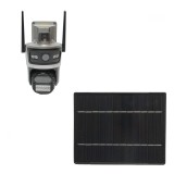 Camera supraveghere lentila duala 4 MP, cartela sim 4G cu panou solar 7.6W, baterie 18650 incarcare rapida, rotativa 360 grade PTZ cu senzor de miscar