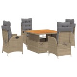 Cumpara ieftin Set mobilier de gradina cu perne, 5 piese, bej, poliratan