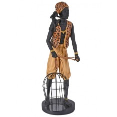 Statueta de gradina cu un african cu o cusca si maimuta CW238 foto