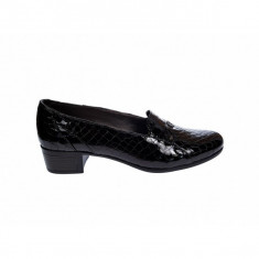 OFERTA MARIMEA 39 - Pantofi dama, din piele naturala, croco lac, cu toc de 5cm,LP18CRN