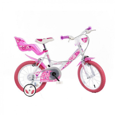 Bicicleta pentru fetite Dino Bikes RN, cosulet si scaunel pentru papusa, 5 ani+ foto