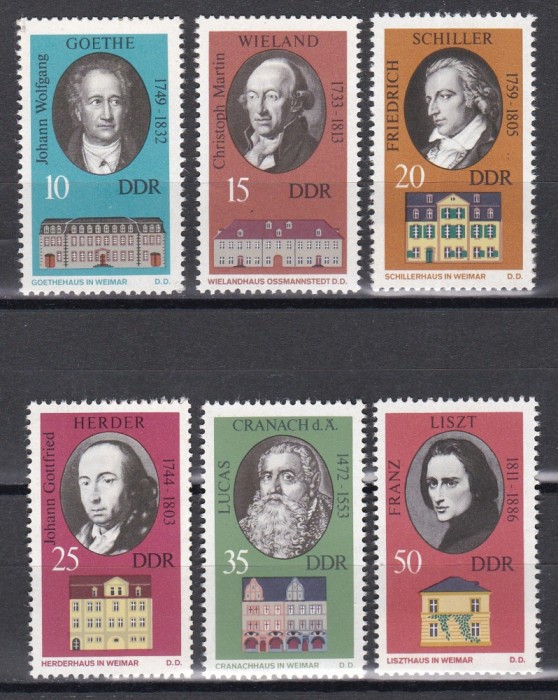 Germania RDG 1973 - Personalitățile și casele lor din Weimar, MNH