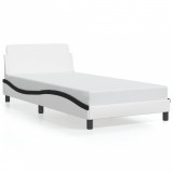 VidaXL Cadru de pat cu tăblie alb și negru 100x200cm piele artificială