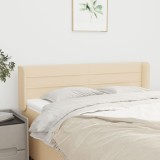 Cumpara ieftin Tăblie de pat cu aripioare crem 147x16x78/88 cm textil