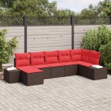 vidaXL Set de canapele pentru grădină cu pernă 7 pcs Maro poliratan 3347154