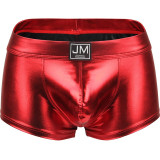 Sexy Chiloti Jockstrap Barbati JockMail Push Up Suspensor Boxeri Metalic PU, L, M, XL, Argintiu, Auriu, Negru, Rosu