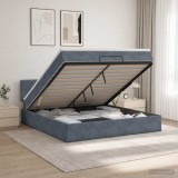 Cumpara ieftin Pat ottoman cu saltea Gri inchis 180 x 200 cm Catifea