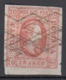 ROMANIA 1865 LP 17 ALEXANDRU IOAN CUZA EFIGIA DOMNITORULUI IN OVAL 20 PARALE ROSU STAMPILA DUBLU GRATAR