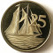 CAYMAN ISLANDS 25 CENTS 1975 PROOF,( Goleta &bdquo;Kirk B&rdquo;, navig&acirc;nd,.)