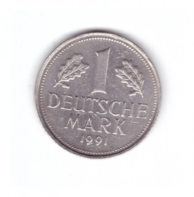 Moneda Germania 1 mark/marca 1991 F, stare foarte buna, curata foto