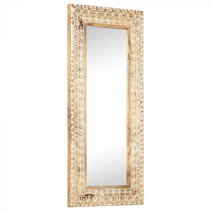 vidaXL Oglindă sculptată manual, 110x50x2,6 cm, lemn masiv de mango 321646