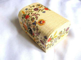 Cutie Lemn Decorata Manual cu Flori, Tehnica Servetelului, 14x10x7.5 cm