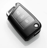 Husa Cheie Auto Briceag Compatibila cu Golf MK7, 3 Butoane, Tpu, Negru
