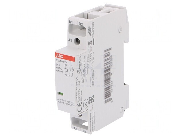 Contactor 2-polar 20A 24VAC/DC NC x2