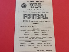 Program meci fotbal &amp;quot;OTELUL&amp;quot; GALATI - &amp;quot;VIITORUL&amp;quot; VASLUI (10.12.1989) foto