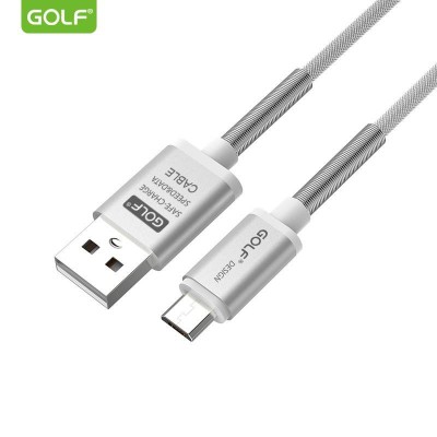 Cablu Thunder Micro USB Golf 40M argintiu 1m 2.4A Fast charging foto