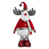Figurină Decorativă Crăciun, Cerb, Picioare Extensibile 100-147cm, Gri și Roșu, Oem