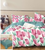 Cumpara ieftin Lenjerie Pat Neptun Sf148, Bumbac, 4 Piese, Fara Elastic, Alb, Albastru, Roz