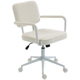 HOMCOM Scaun de birou ergonomic, fotoliu de birou din țesătură bouclette cu &icirc;nălțime reglabilă, funcție balans, crem | Aosom Romania