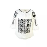 Cumpara ieftin Bluza Tip Ie Traditionala Alba cu Motiv Floral Negru de Dama - IMS155