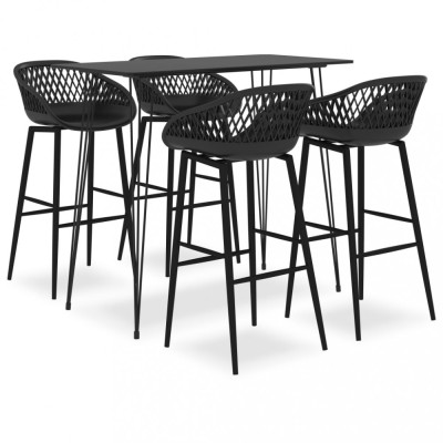 Set mobilier de bar, 5 piese, negru foto