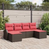 vidaXL Set de canapele pentru grădină cu pernă 6 pcs Maro Poli Rattan 3346154