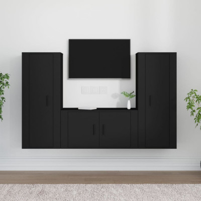 Set dulapuri TV, 3 piese, negru, lemn prelucrat GartenMobel Dekor foto