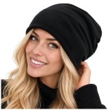 Caciula de iarna unisex neagra Trizand, elastica, cu fleece