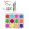 Kit nail art, 12 buc - pudre colorate, 10 g