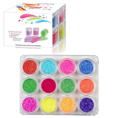 Kit nail art, 12 buc - pudre colorate, 10 g foto