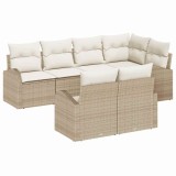 VidaXL Set de canapele pentru grădină 7 pcs Bej, alb Rattan poli