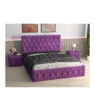 Pat Tapitat Eric Mov + Saltea Lux Ortopedica + Noptiere Tapitate 140x200cm