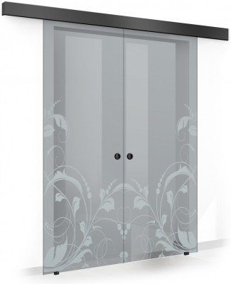 Usa culisanta Boss &amp;reg; Duo Black model Lava incolor, 80+80x215 cm, sticla gri securizata, glisanta in ambele directii foto