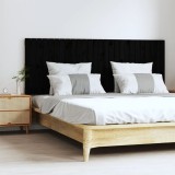 VidaXL Tăblie de pat pentru perete, negru, 166x3x60 cm, lemn masiv pin