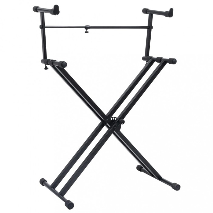 vidaXL Set suport dublu claviatură, cadru &icirc;n formă de X, negru
