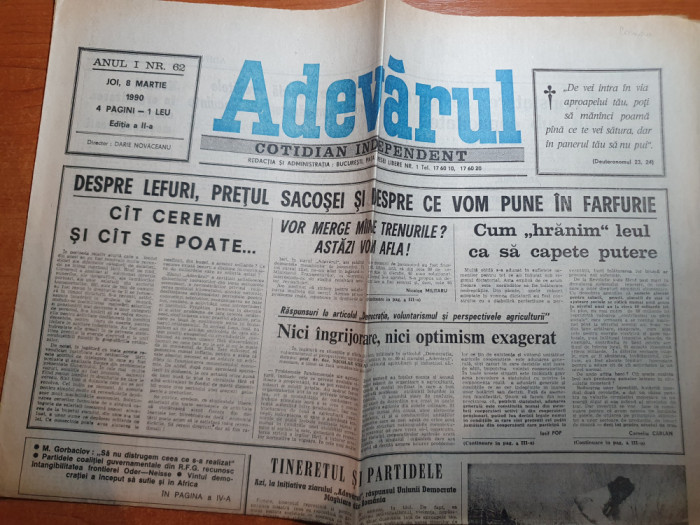 ziarul adevarul 8 martie 1990-procesul de la timisoara,vinovatii revolutiei