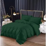 Cumpara ieftin Lenjerie de Pat Damasc, 1 Persoana, 4 Piese cu Elastic, Verde Inchis - SIPRg-04
