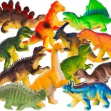 Set 12 figurine dinozauri colorate din PVC pentru copii