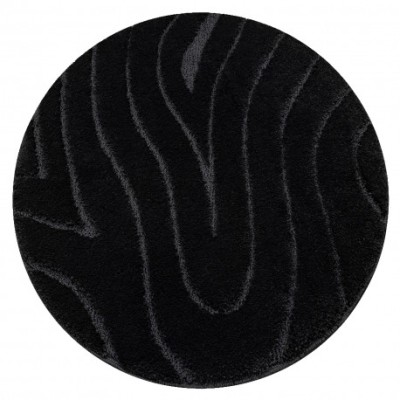 Covor baie SUPREME cerc WAVES, valuri, anti-alunecare, moale - negru, cerc 67 cm foto