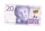 Bancnota Suedia 20 kronor 2014, circulata, stare buna