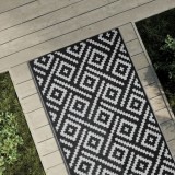 Cumpara ieftin Covor de exterior, ARAKIL alb și negru, 80x250 cm, PP