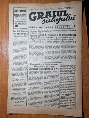 graiul salajului 2 aprilie 1949-art. colectivizarea,carei,zalau,crasna,sarg,pria foto