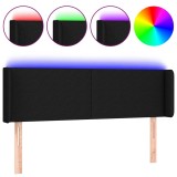 Cumpara ieftin Tablie de pat cu LED, negru, 147x16x78/88 cm, textil