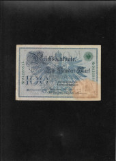 Germania 100 marci mark 1908 stampila verde seria0426881 uzata foto