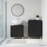 Cumpara ieftin Set de dulapuri pentru baie, 2 piese DELFT Negru Lemn prelucrat