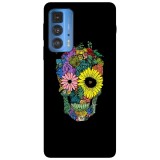 Husa compatibila cu Motorola G51 model Flower Skull, Silicon, TPU, Viceversa, Transparent, Carcasa