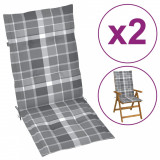 Perne pentru scaun de grădină, 2 buc., gri carouri, 120x50x3 cm
