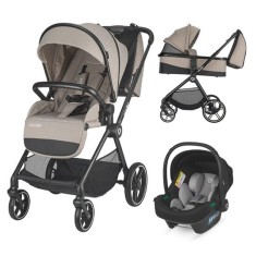 Carucior modular 3 in 1 Coccolle Lissia cu Scoica auto iSize Knox Greystone, Butternut Beige Butternut Beige, Bej, Unisex