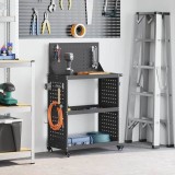 Cărucior pentru unelte cu raft cu roata Negru 65 x 35 x 111 cm Metal